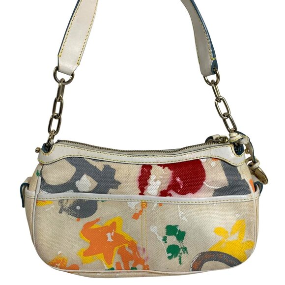 HTF Vintage DOONEY BOURKE Double Pocket Front Graffiti Shoulder Bag + Charm - Picture 3 of 16